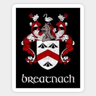 Breatnach Name / Faded Style Family Crest Coat Of Arms Design Magnet